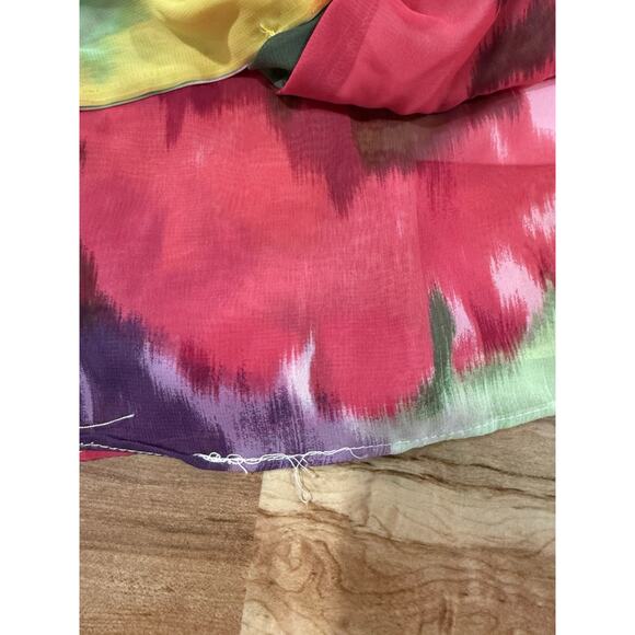 Donna Ricco Mock Neck Belted Sleeveless Floral Chiffon Maxi Dress Size Large - Picture 10 of 11